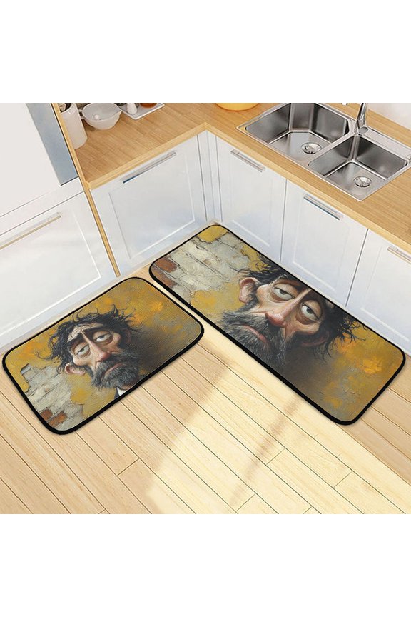 Decadent Man Kitchen Mat Set of 2 Cushioned Non Slip Rugs for Bedroom Floor Runner Mats