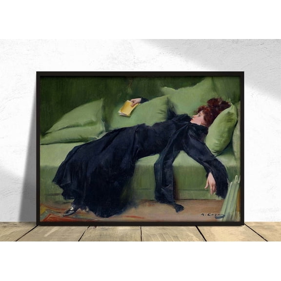 Decadent Woman After The Dance Poster, Ramon Casas, Retro Reproduction Spanish Tired, Vintage, Living Room And Gallery Wall Decor