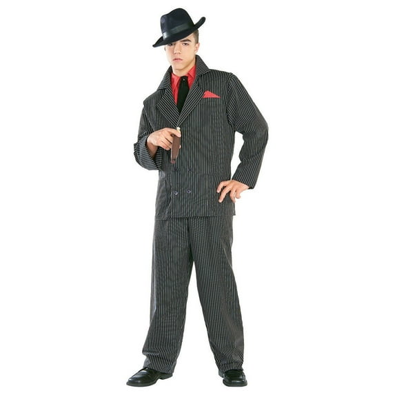 Decades Gangster Costume for Adult with Pinstripe Jacket and Pants, Men XL