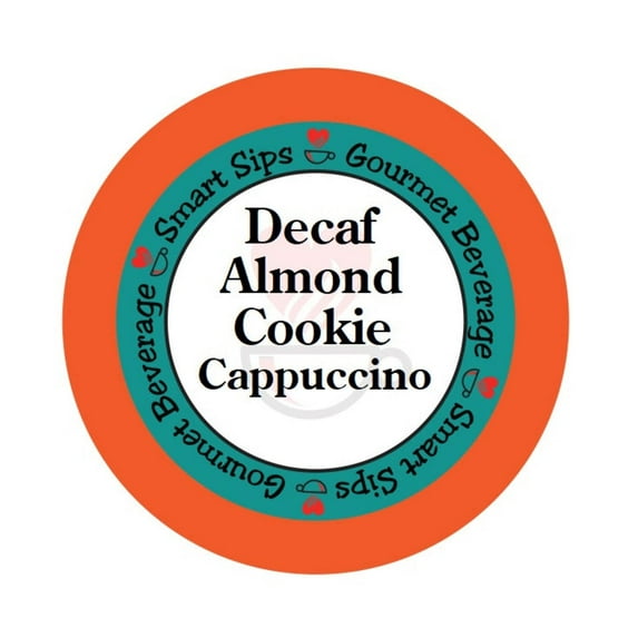 Decaf Almond Cookie Cappuccino, Gourmet Single Serve Decaffeinated Cappuccino Pods for Keurig K-cup Machines