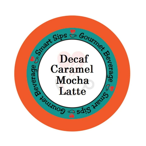 Decaf Caramel Mocha Latte, Single Serve Decaffeinated Flavored Latte Pods for Keurig K-cup Brewers