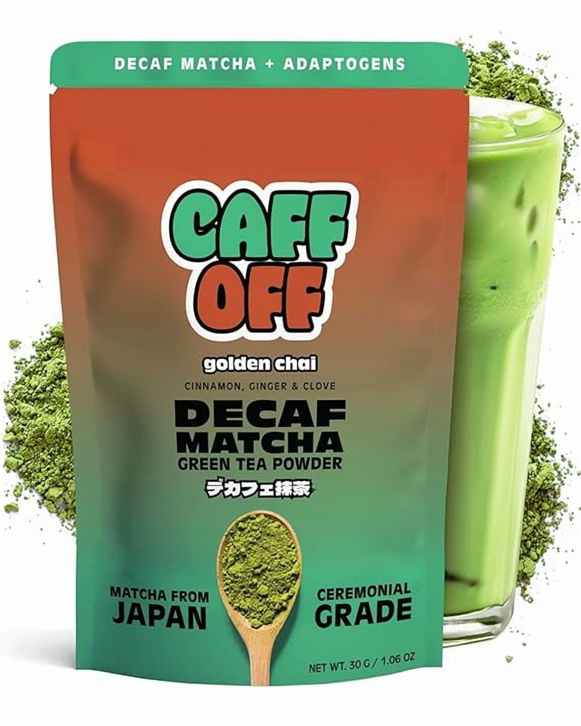 Caff Off Decaf Chai Matcha Green Tea Powder From Japan – 1.06 oz / 30 g – With Real Ground Chai Adaptogen - Ceremonial Grade & Sugar-Free – No Fillers or Milk Powders