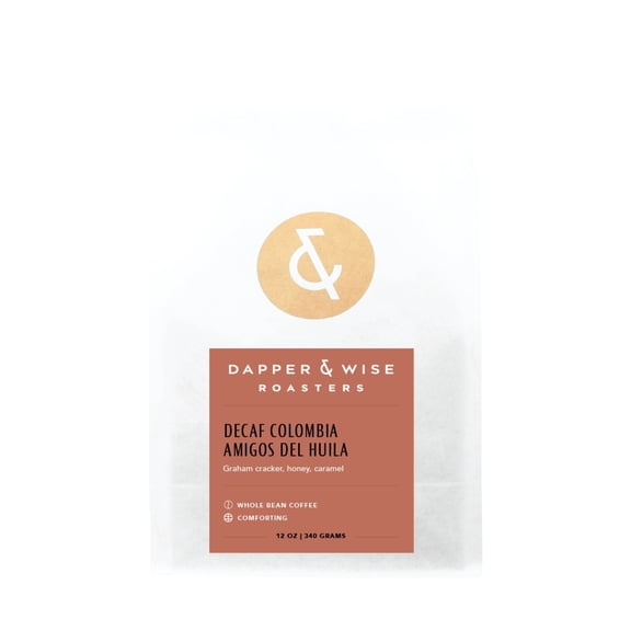 Decaf Colombia Amigos del Huila - Roasted by Dapper & Wise - Freshly Ground Coffee - 12 Ounce Bag
