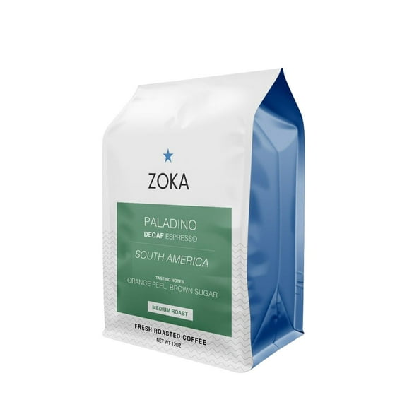 Decaf Espresso Paladino - Roasted by Zoka Coffee - Freshly Ground Coffee - 12 Ounce Bag