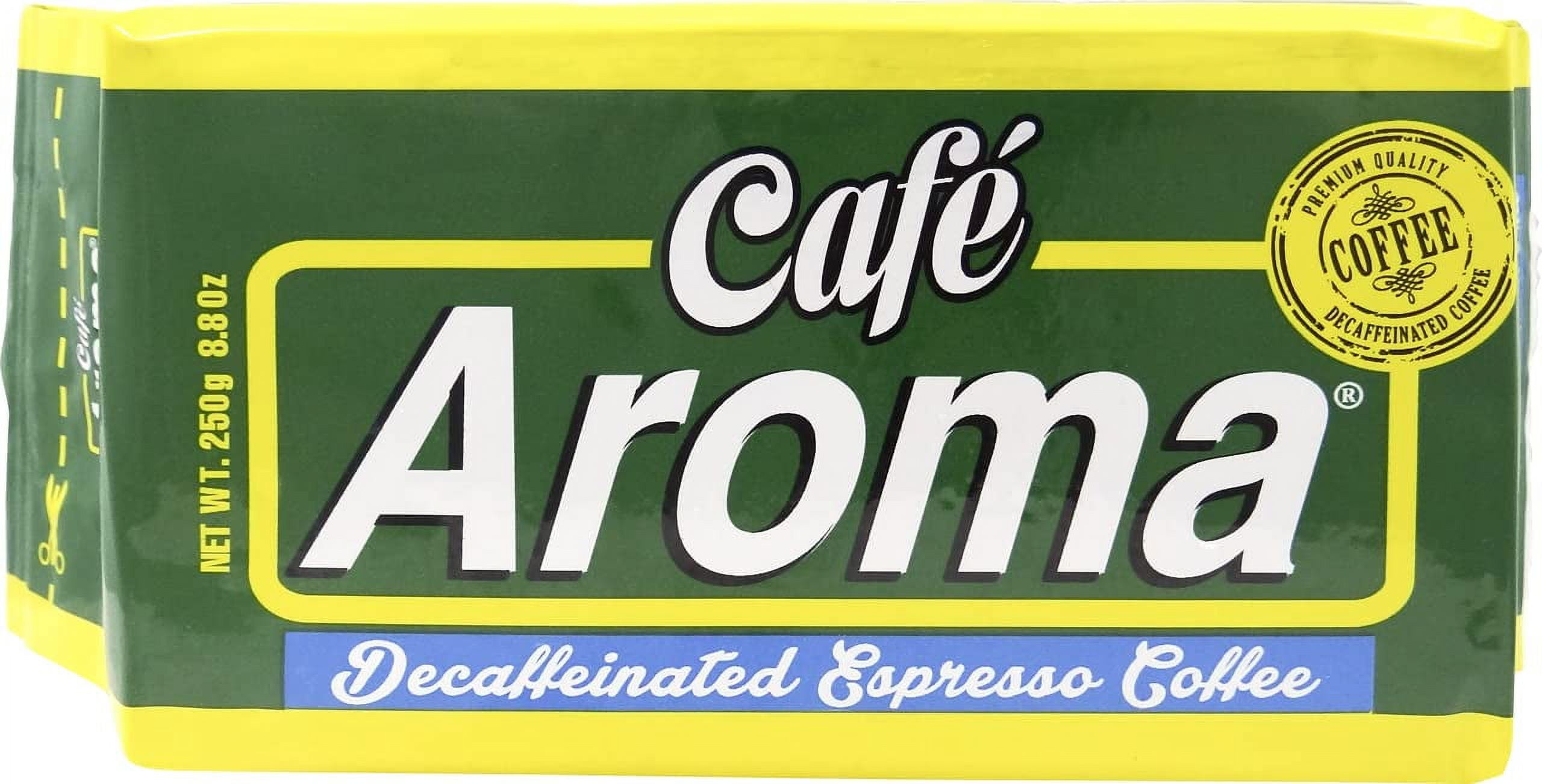 Decaf Ground Coffee - Premium Espresso from Cafe Aroma (Pack of 24) Cuban Style Decaffeinated Dark Roast Ground Coffee, Vacuum Pack 250g (8.83 oz)