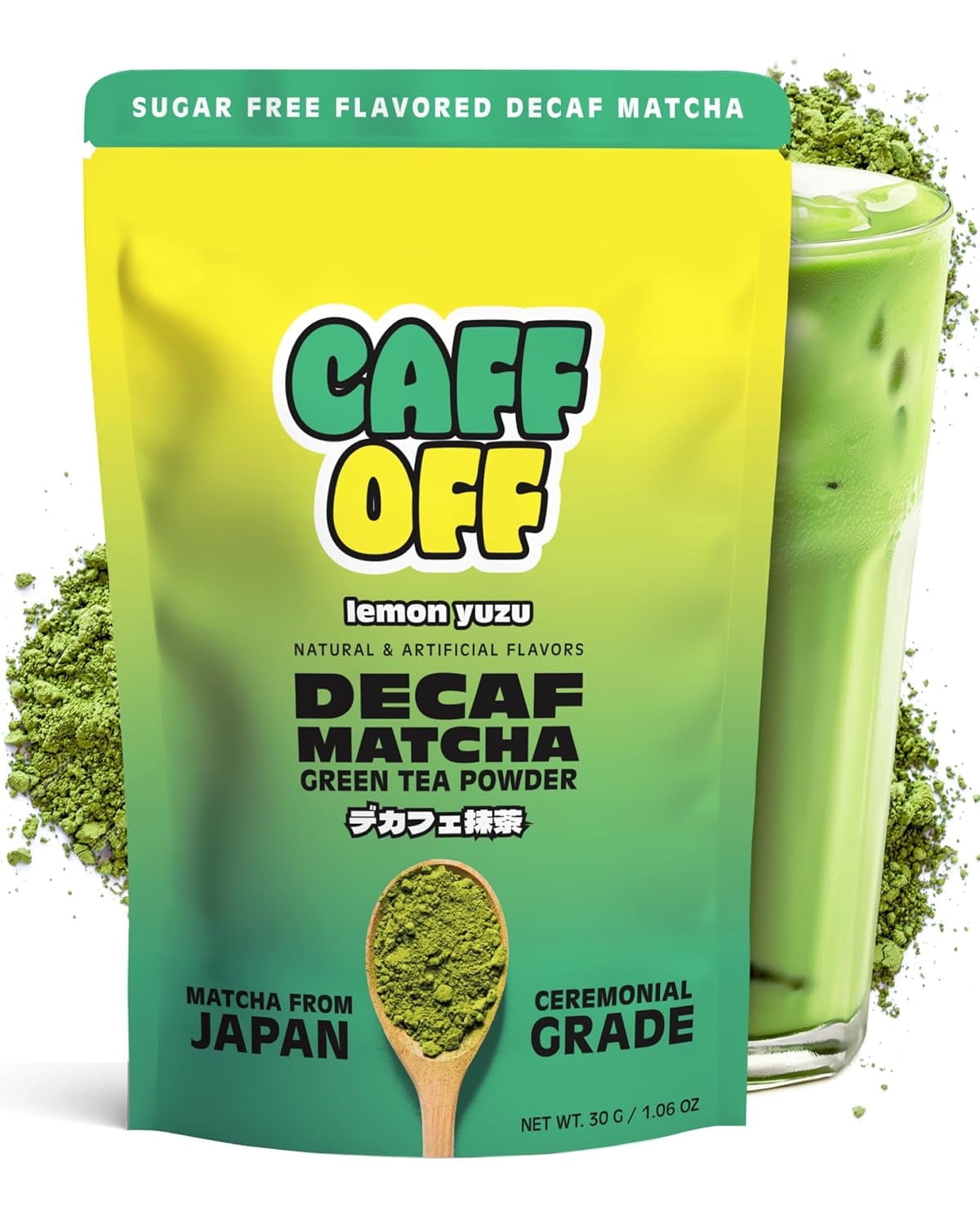 Decaf Lemon Matcha from Japan 1.06 oz – Ceremonial Grade, Sugar Free, Heavy Metals Tested