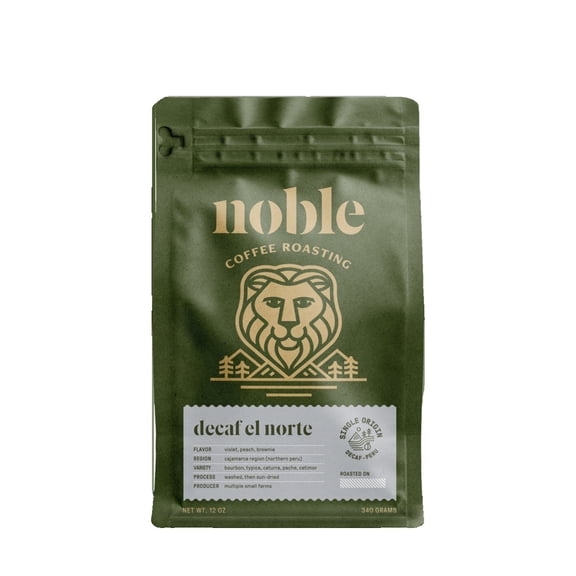 Decaf Peruvian 'El Norte' Water Processed - Roasted by Noble Coffee Roasting - Whole Bean Coffee - 12oz Bag