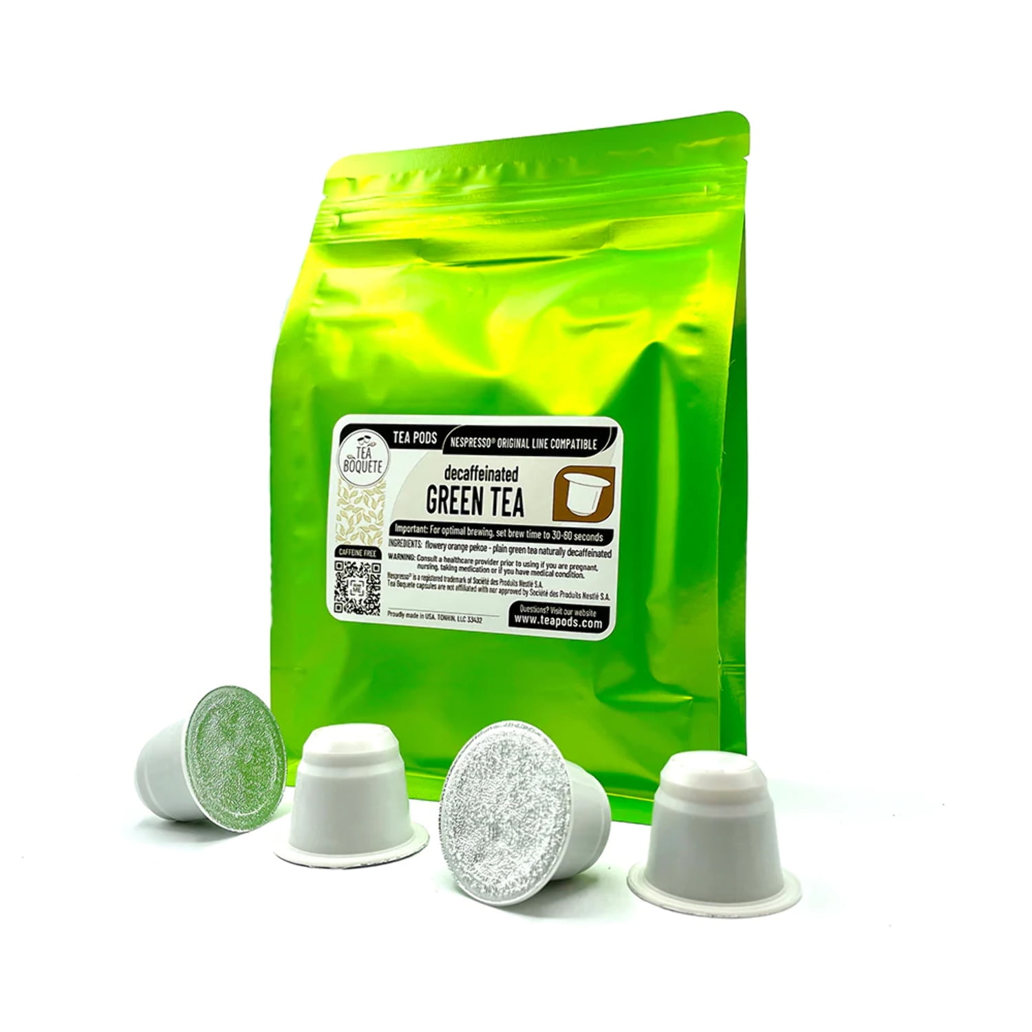 Decaffeinated Green tea pods Nespresso compatible