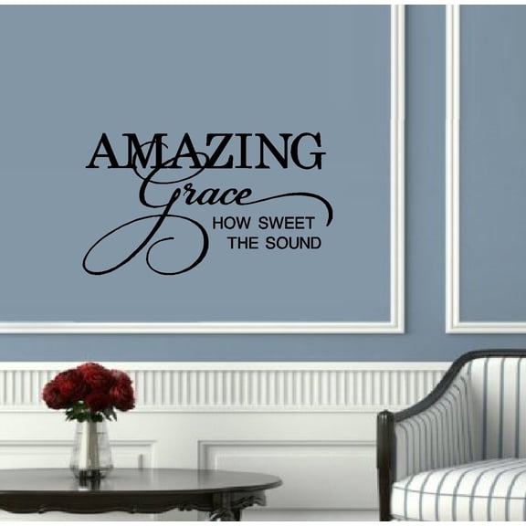 Decal ~ AMAZING Grace, How Sweet the Sound : Wall Decal 21" x 37" Blk