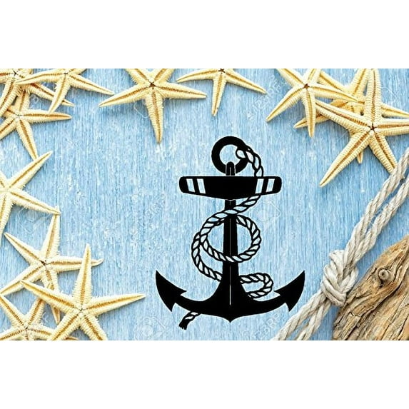 Decal ~ ANCHOR WITH ROPE ~ Wall, Boat or Window Decal 13" x 16"