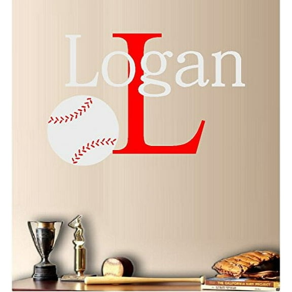 Decal ~ Baseball Monogram (CUSTOM NAME) ~ Wall Decal 13" X 20"