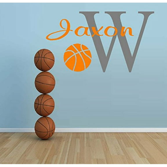 Decal ~ Basketball (CUSTOM NAME) Monogram ~ Wall Decal 13" x 22"