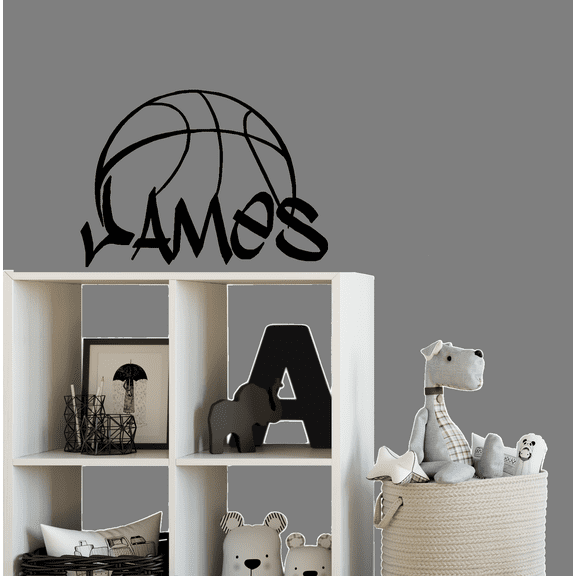 Decal ~ Basketball (Custom Name)  Wall or Window Decal, Children 13" x 19"
