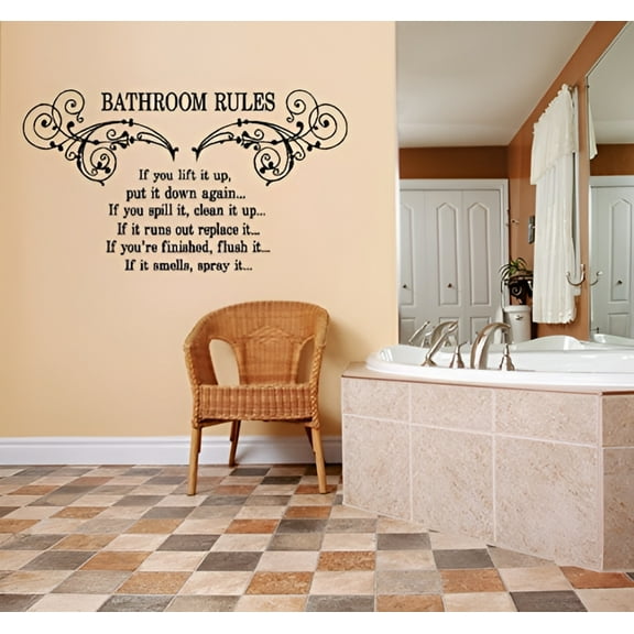 Decal ~ Bathroom Rules #3: WALL DECAL, HOME DECOR, 15" X 27"