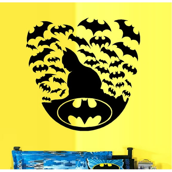 Decal ~ Batman Silhouette with Bats: Wall Decal ~ 20" x 20"