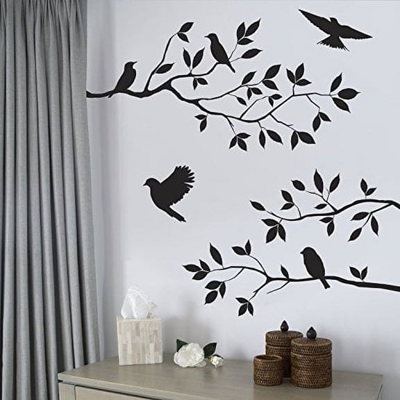 Decal ~ Birds on Branches #2: WALL DECAL, HOME DECOR, Two Sections  13" x 22" and 13" x 29"
