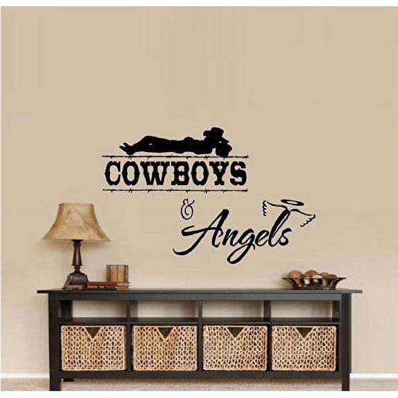 Decal ~ COWBOYS AND ANGELS #2 ~ SLEEPING COWBOY: WALL DECAL 2 SECTIONS 13" x 28" each