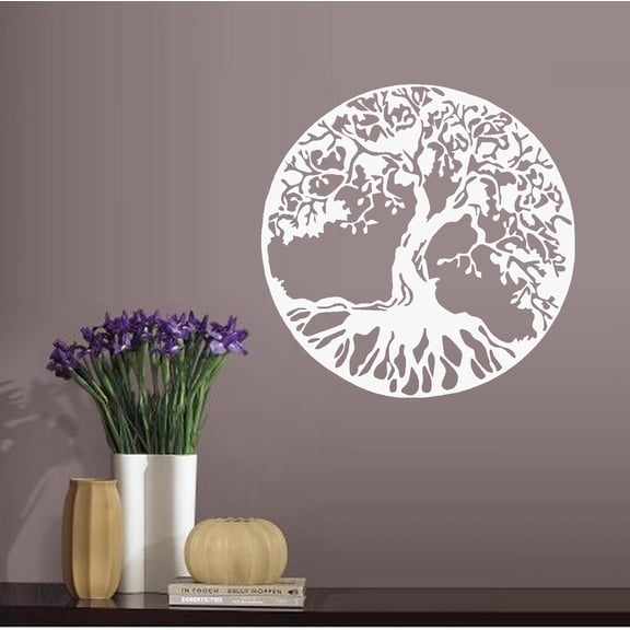 Decal ~ Celtic Tree of Life ~ Wall or Window Decal 22" x 22" Wht