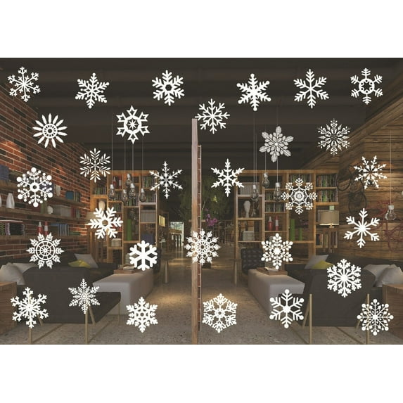 Decal ~ Christmas Decal ~Snow Flakes CHRISTMAS Decal ~ WALL OR WINDOW DECAL, Qty 30
