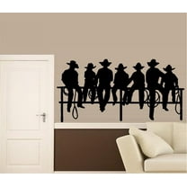 Decal ~ Cowboys on Fence Wall Decal 20" x 40"