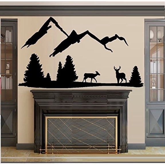 Decal ~ DEER MOUNTAIN SCENE #2 ~ WALL DECAL, 30" X 48"