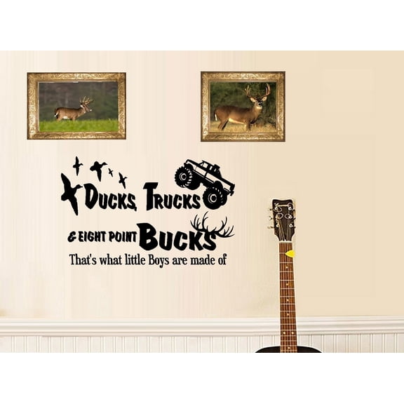 Decal ~ Ducks, Trucks & Eight Point Bucks: Children Wall Decal Blk 20" x 31"