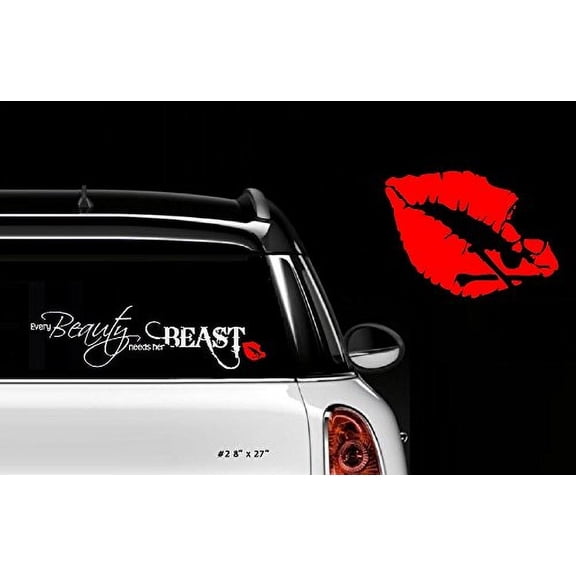 Decal ~ Every Beauty needs her Beast #2 Wall or Window Decal 8" x 27"