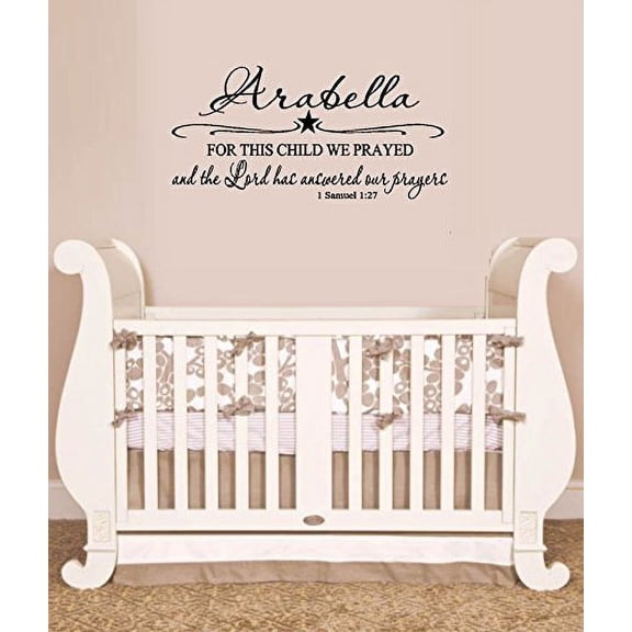 Decal ~ FOR THIS CHILD WE PRAYED #2: CUSTOM NAME ~ WALL DECAL, HOME DECOR: 13" X 27"