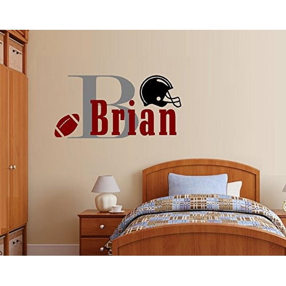 Decal ~ Football (Custom Name) Monogram #2: Children, Sports, Wall Decal 13" x 26" (Ball of Left)