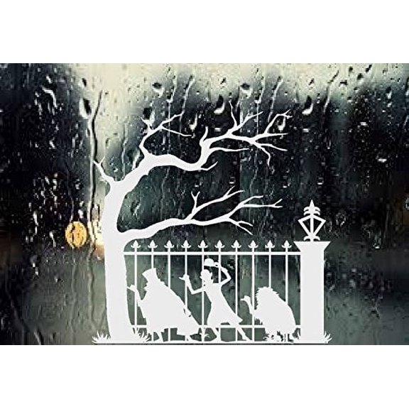 Decal ~ Ghost Halloween (Hitchhiking) #1 ~ Wall or Window Decal (13" x 13", White)