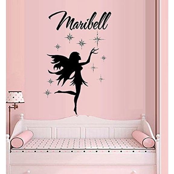 Decal ~ Glitter Star Fairy (Custom Name) #1 ~ WALL DECAL 20" X 30"