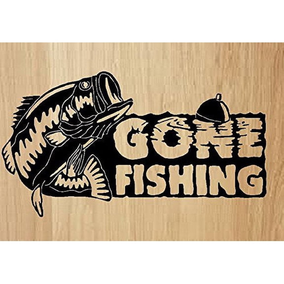 Decal ~ Gone Fishing #2 ~ WALL or Window Decal 12" x 22"