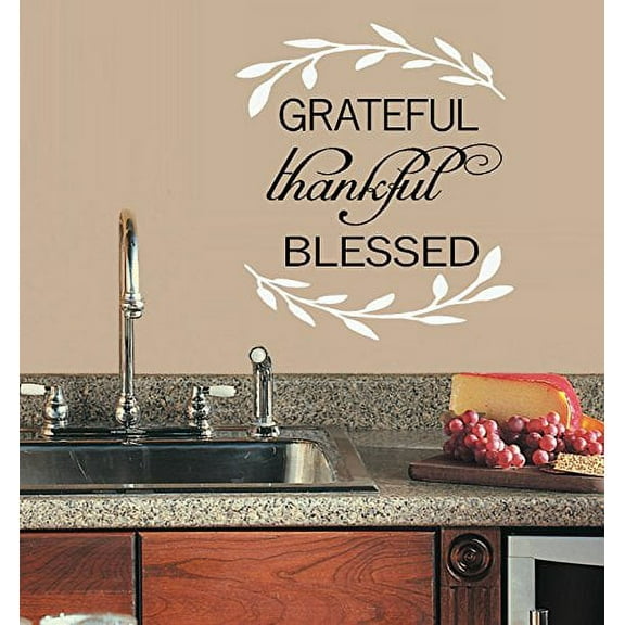 Decal ~ Grateful, Thankful, Blessed #3 ~ WALL DECAL, 17" x 20"