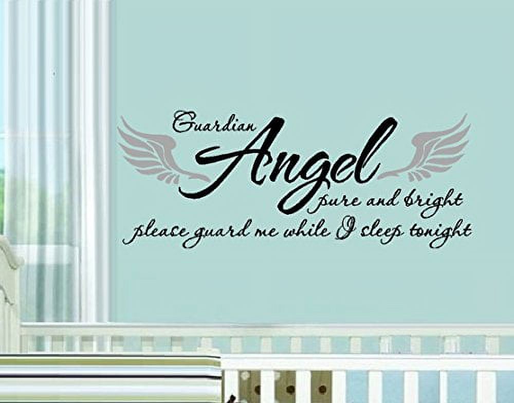 Decal ~ Guardian Angel pure and bright, Guard me while I sleep tonight #2: Wall Decal, Children Decor  13" x 33" - image 1 of 3
