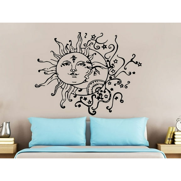 Decal House Ethnic Sun Moon Crescent Stars Wall Decal and Sticker
