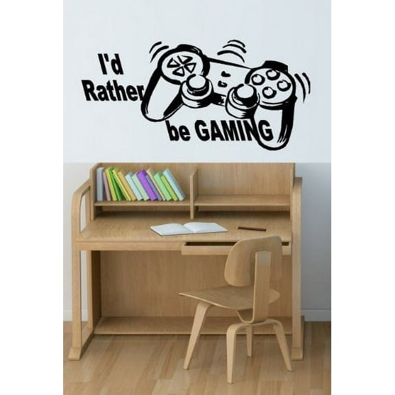 Decal ~ I'D RATHER BE GAMING: ~ WALL DECAL 13" X 27"