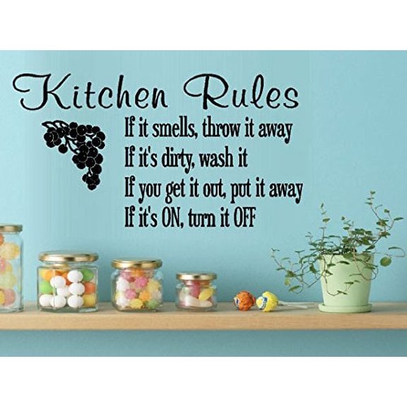 Decal ~ KITCHEN RULES #2 ~ WALL DECAL 13" X 24"