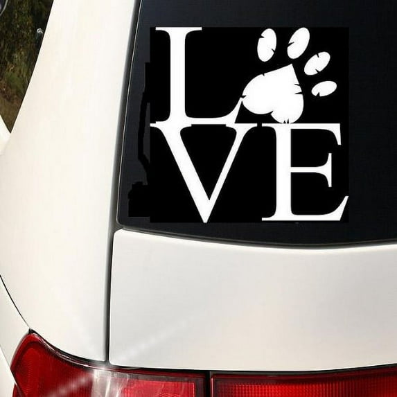 Decal ~ LOVE PAW #2 ~ AUTO DECAL, WALL DECAL 5" X 5"