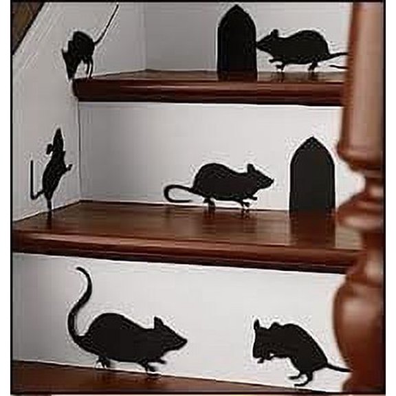 Decal ~ MICE AND HOLES ~ WALL DECAL, HOME DECOR 6 MICE 2 HOLES ~ 11.5" X 21" SHEET