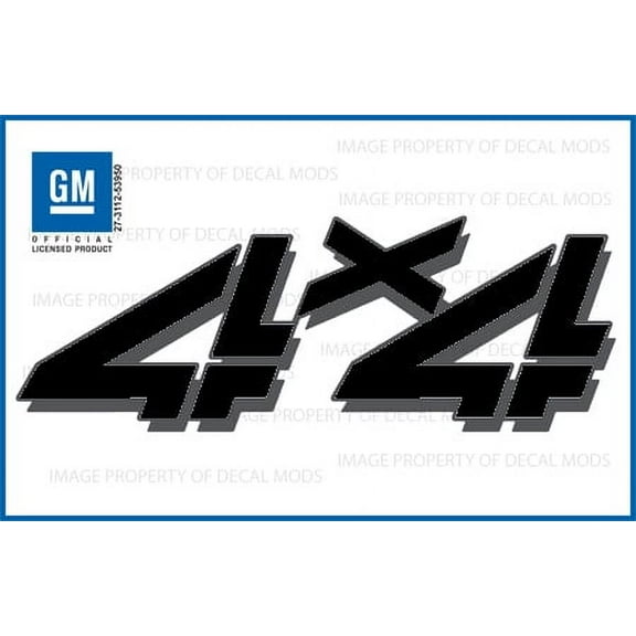 Decal Mods 4x4 Black Blackout Decals Stickers fits Chevy Silverado - FBLK (1999 - 2006) bed side 1500 2500 HD (set of 2) | FG7A1