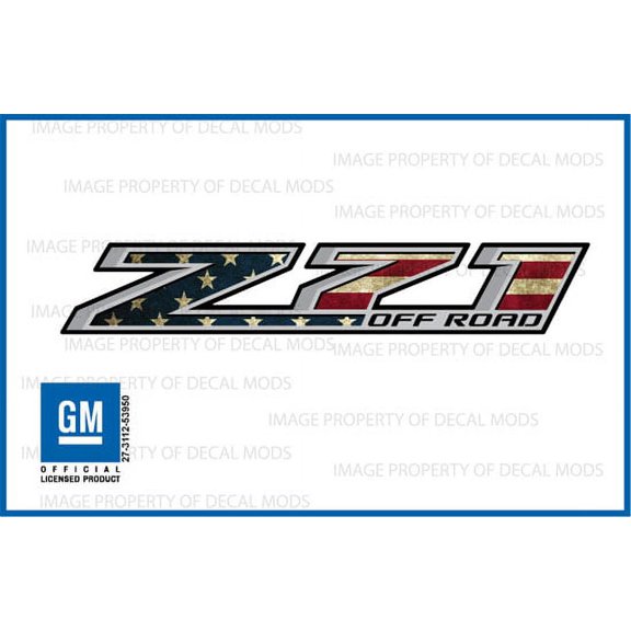 Decal Mods AMERICAN Flag Z71 Offroad Truck Decals Stickers fits Chevy Silverado / GMC Sierra - WORN (2014-2017) Bedside (Set of 2)