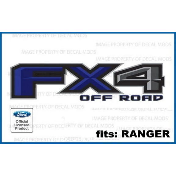 Decal Mods FX4 Offroad Blue Decals Stickers for Ford Ranger (2019-2020) - FBLU (set of 2) Officially Licensed