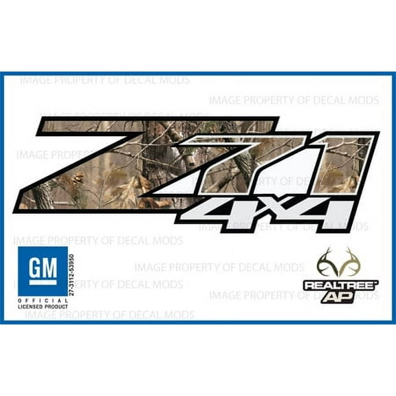 Decal Mods REALTREE AP Z71 4x4 Decals Stickers fits Chevy Silverado - AP (2007-2013) bed side 1500 2500 HD (set of 2) [Officially Licensed, made in the USA, brand Decal Mods] | FG9A4