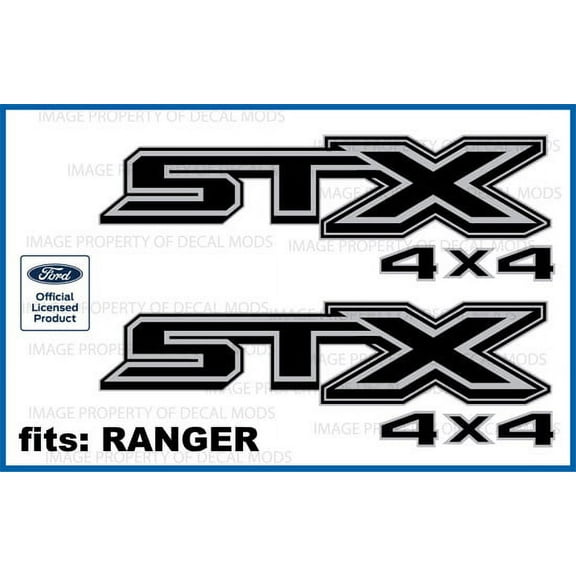Decal Mods STX 4X4 Blackout Decals Stickers for Ford Ranger (2019-2020) - FBLK (set of 2) Officially Licensed
