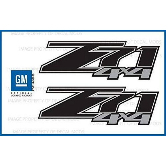 Decal Mods Z71 4x4 Decals Stickers fits Chevy Silverado Black Blackout - FBLK (2007-2013) bed side 1500 2500 HD (set of 2) [Officially Licensed, made in the USA, brand Decal Mods] | FG9A9