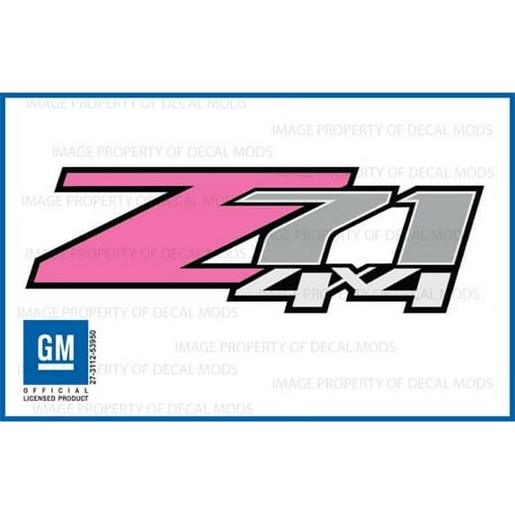 Decal Mods Z71 4x4 PINK Decals Stickers fits Chevy Silverado - FP (2007-2013) bed side 1500 2500 HD (set of 2)