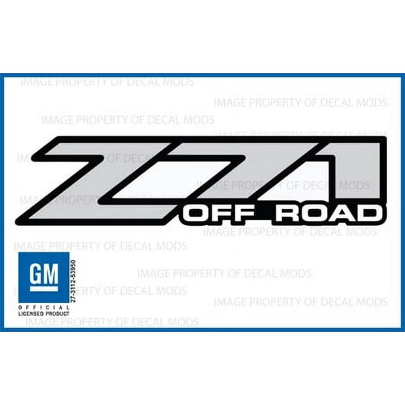 Decal Mods Z71 Offroad GRAY Decals Stickers fits Chevy Silverado - FG (2001-2006) bed side 1500 2500 HD (set of 2)