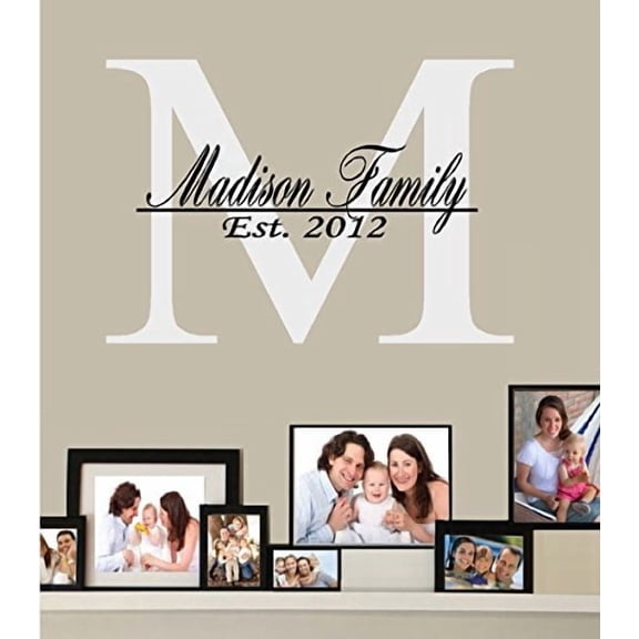 Decal ~ Monogram (Custom Name) FAMILY Est, #2 ~ HOME DECOR, Wall Decal  13" x 18"