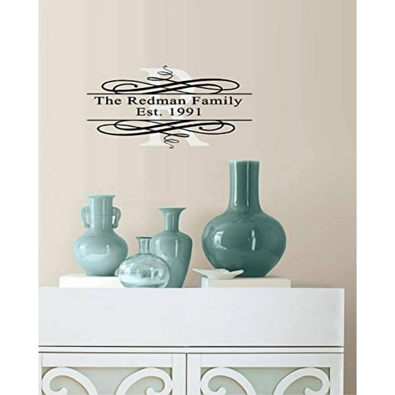 Decal ~ Monogram (Custom Name) FAMILY Est, ~ HOME DECOR, Wall Decal 12" x 24"