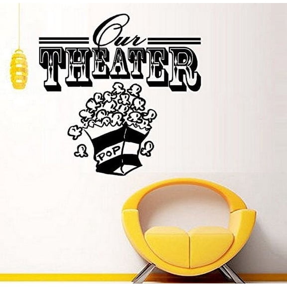 Decal ~ Our Theater with Popcorn ~ WALL or Window DECAL 20" X 20"